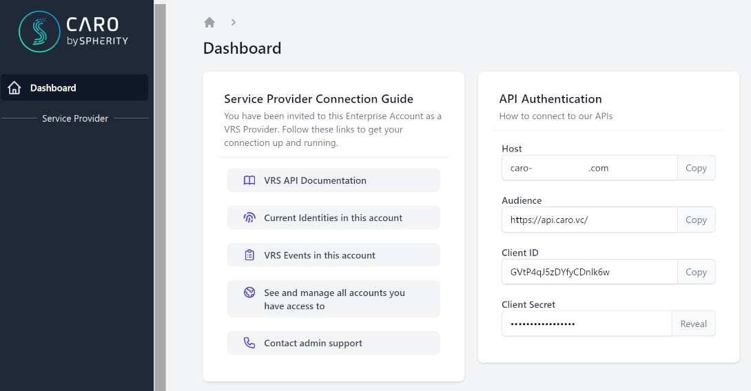 CARO VRS Dashboard